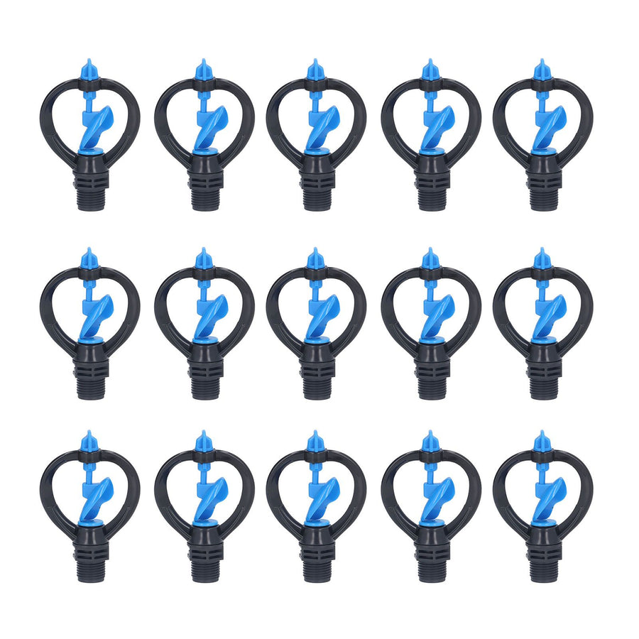 15Pcs Lawn Sprinkler Nozzle G1/2 External Thread 360° Automatic Rotation Mid Range for Lawn Garden Watering IrrigationImpeller Nozzle
