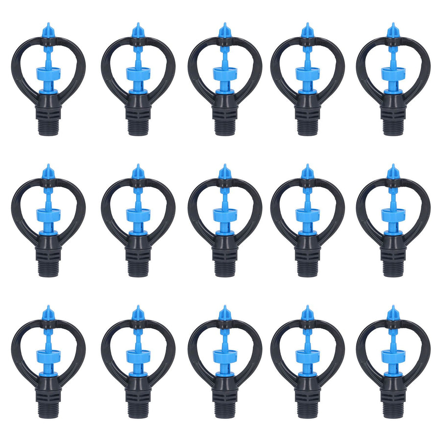 15Pcs Lawn Sprinkler Nozzle G1/2 External Thread 360° Automatic Rotation Mid Range for Lawn Garden Watering IrrigationRound Nozzle