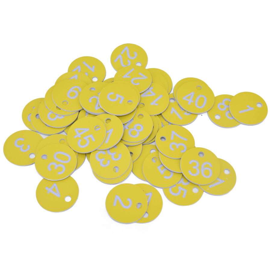 50Pcs Beehive Tag ABS Round Numbered Sign Labels with Hole Livestock Beekeeping SuppliesLight Yellow 1-50