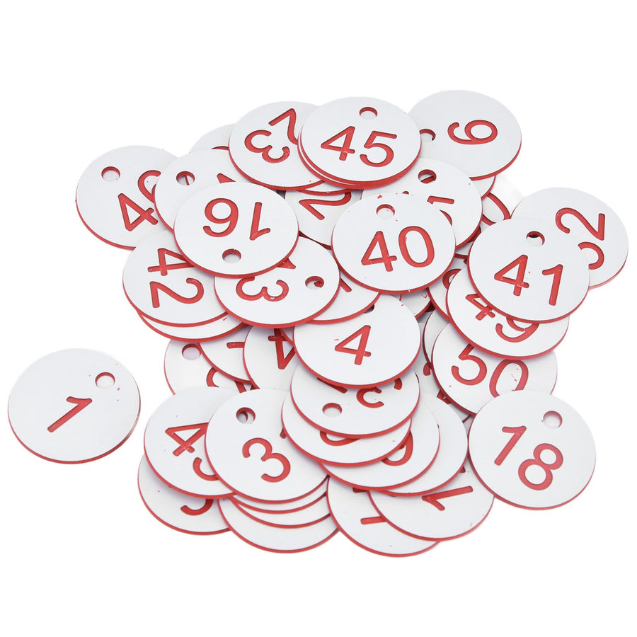 50Pcs Beehive Tag ABS Round Numbered Sign Labels with Hole Livestock Beekeeping SuppliesWhite 1-50