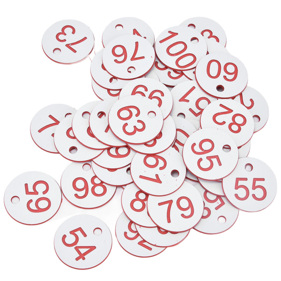 50Pcs Beehive Tag ABS Round Numbered Sign Labels with Hole Livestock Beekeeping SuppliesWhite 51-100