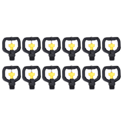 12pcs Rotating Irrigation Sprinkler Plastic Spray Nozzle with G1/2 Male Thread for Garden Yard Lawn