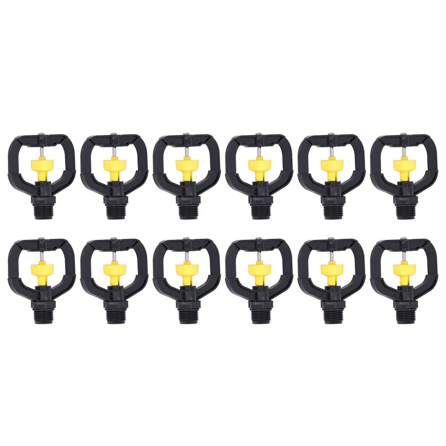 12pcs Rotating Irrigation Sprinkler Plastic Spray Nozzle with G1/2 Male Thread for Garden Yard Lawn
