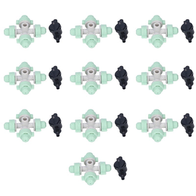 10 Set Cross Misting Spray Nozzle with 4/7mm Joint Micro Irrigation Head for Farmland Garden Sprinklers