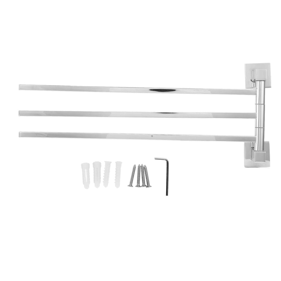 Stainless Steel Towel Rack Bar 180° Rotatable Towel Bathrobe Hanger Holder for Bathroom3 Rods