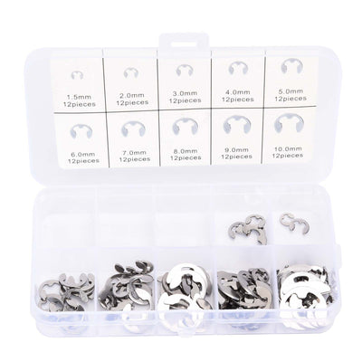 120PCS Snap Rings M1.5‑10 Mini Portable Corrosion Resistant Stainless Steel Snap Rings Kit120PCS