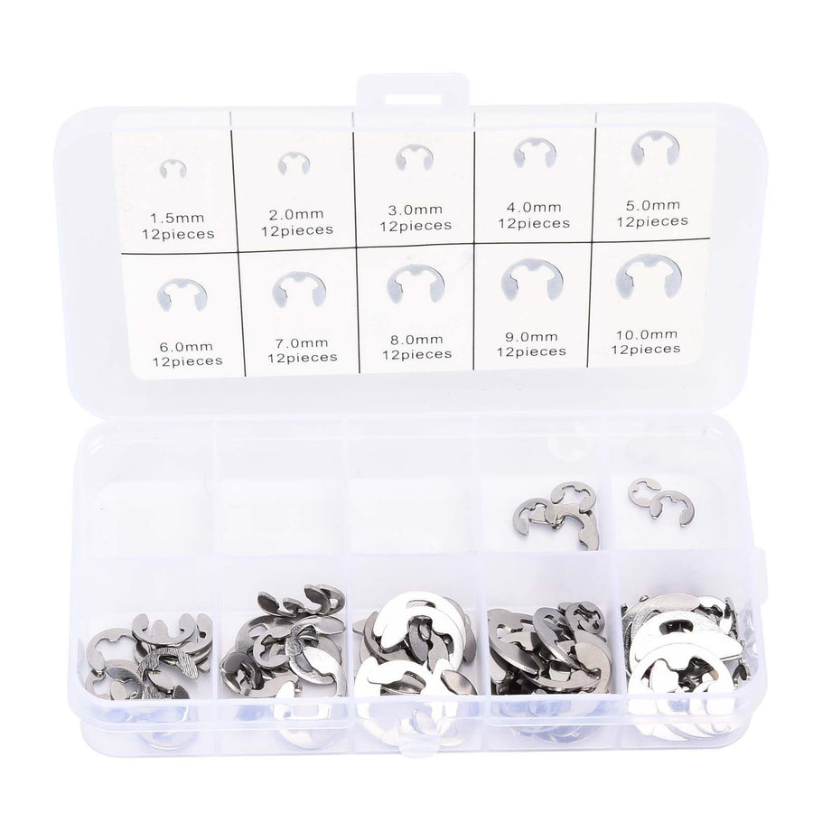 120PCS Snap Rings M1.5‑10 Mini Portable Corrosion Resistant Stainless Steel Snap Rings Kit120PCS