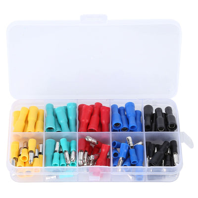 100Pcs Electrical Wire Terminal Male Female Many Colours Plug in Type Cold Pressed Terminal