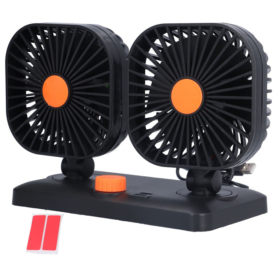 Car Air Cooling Fan Dual Head USB Universal Cooling Device 360 Degree Adjustable Square Low Noise Car Accessories