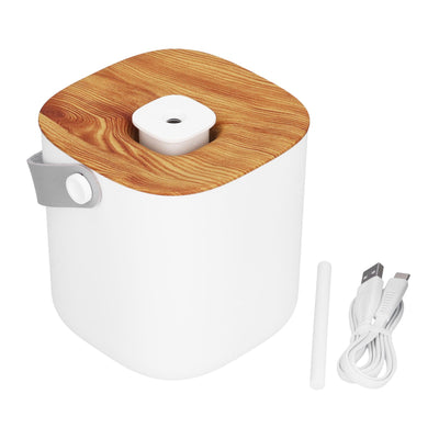 600ml Portable Humidifier USB Charging Nanometer Atomizing Desktop Humidifier Wood Grain 30ml/h