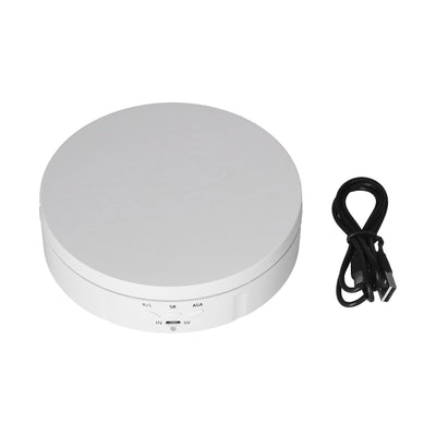 145mm 360° Round Auto Rotating Display Stand 3 Speed Control USB Powered Jewelry Turntable for ExhibitionWhite