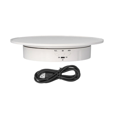 200mm Motorized Rotating Display Stand Bracket 3 Speed Adjustable USB Powered Jewelry Electric Rotating TurntableWhite