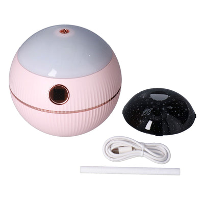 550ML Spherical Humidifier Mini Portable Star Projection Humidifier for Home Bedroom USB ChargingPink