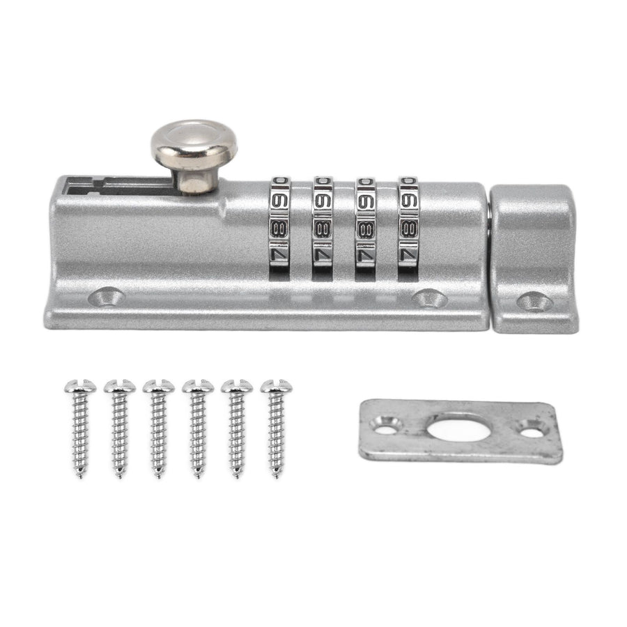 Combination Locking Bolt Safe Password Durable Rust Resistant Coating 4 Digit Lock Bolt for Pool Gate Fence FarmSilver
