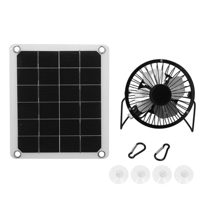 10W Photovoltaic Solar Panel Charger Kit with Fan Dual USB Female Ports for Outdoor Chicken House Farm
