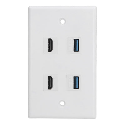 2 HD Multimedia Interface+2 USB3.0 Ports Panel Weld Free Audio Video Wall Outlet Plate Accessory