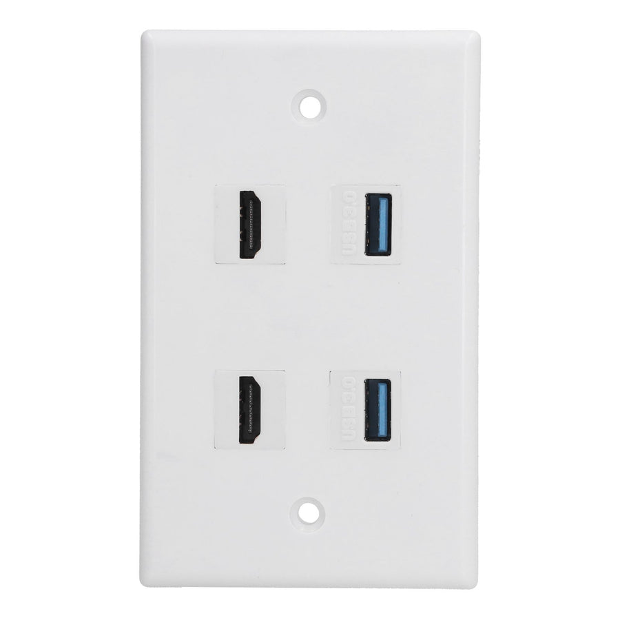 2 HD Multimedia Interface+2 USB3.0 Ports Panel Weld Free Audio Video Wall Outlet Plate Accessory