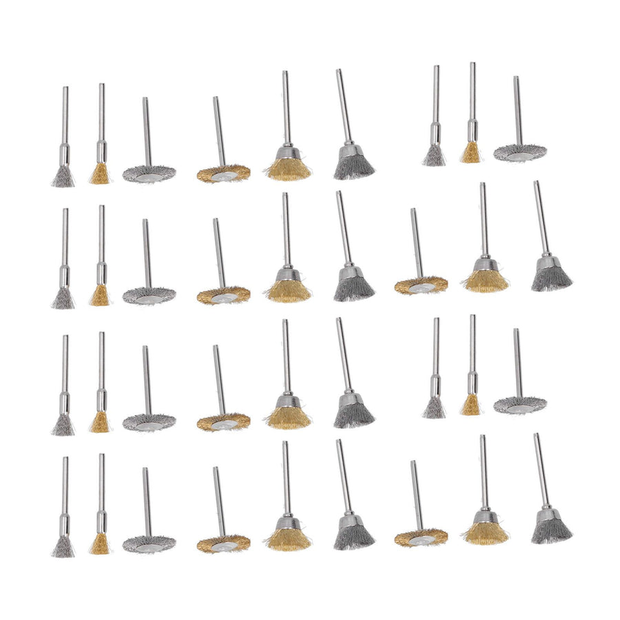 36PCs set Wire Polishing Wheel Pen Flat Bowl Shaped Steel Wire Wheel Brush Kit Accessories