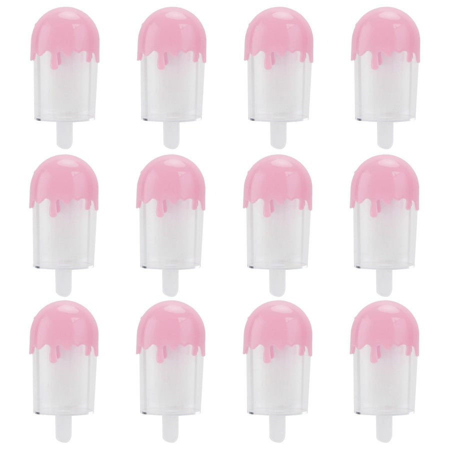 12Pcs Ice Cream Shape Candy Box Plastic Candy Case Container Wedding Party SuppliesPink