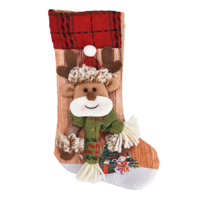Christmas Stocking Three Dimensional Printed Christmas Stocking Gift Bag Ornament for Christmas Tree Fireplace HangingDeer