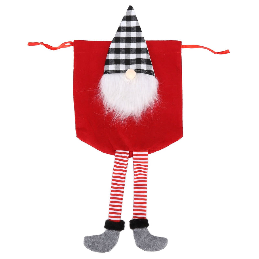 Christmas Gift Bag Faceless Santa Claus Drawstring Pouch Treat Bag for Christmas PartyRed
