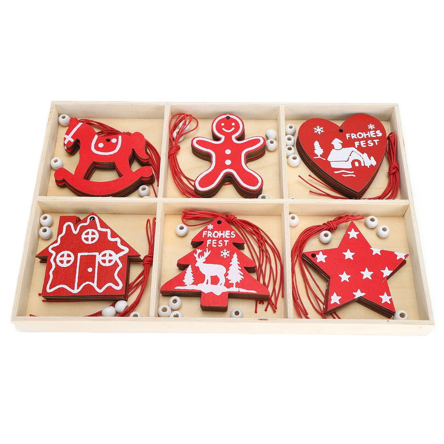 Wooden Hanging Ornaments DIY Christmas Tree Decorative Pendants Decoration AccessoriesJM02033