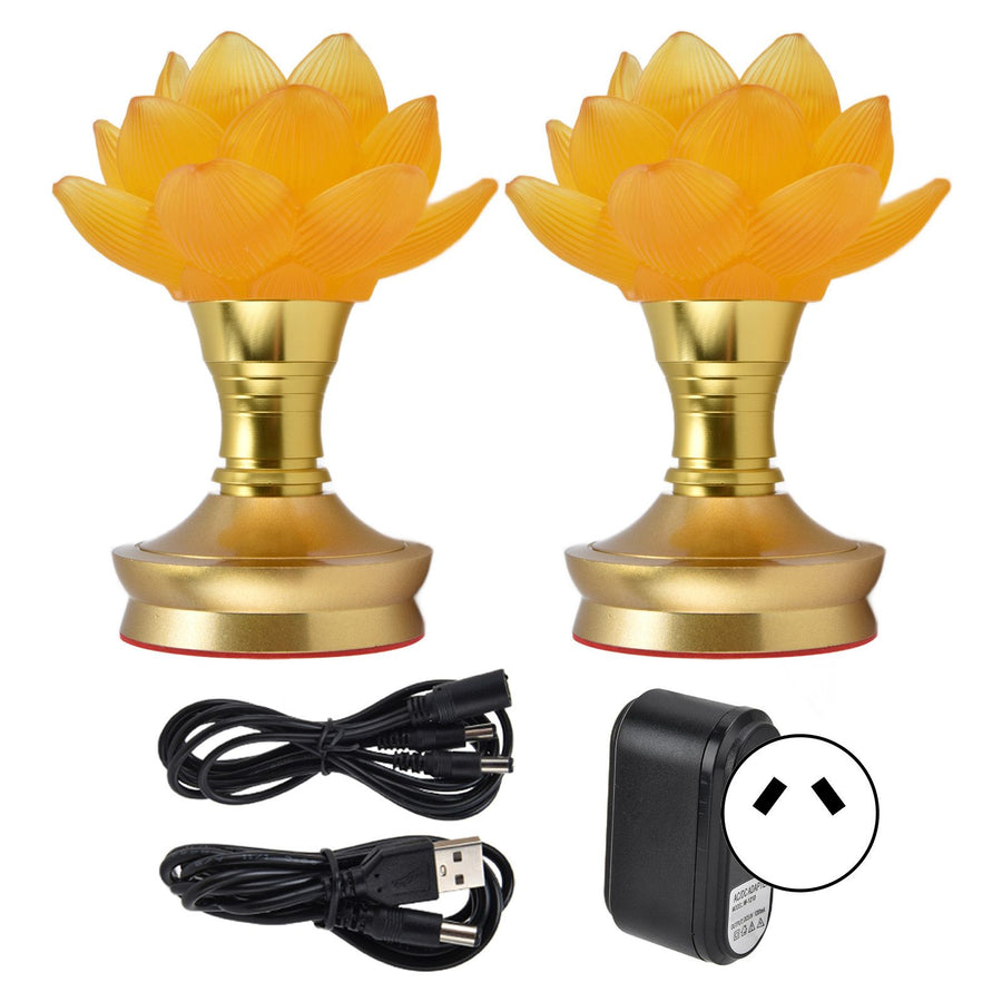 2 Set LED Buddhist Light 3 Color Adjustment Buddha Lamp Plug In Flower Light for Home Buddhist SupplyAU Plug 100-240V