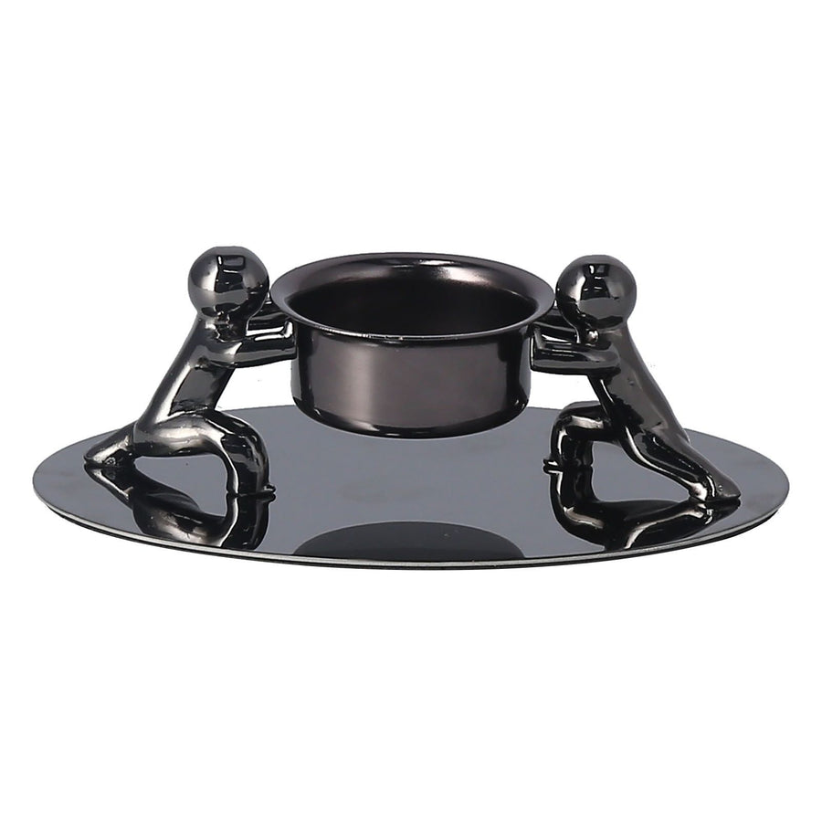 Candlestick Holder Stainless Steel Candle Holder Romantic Candle Stand Candlestick Ornament for Home DecorationBlack