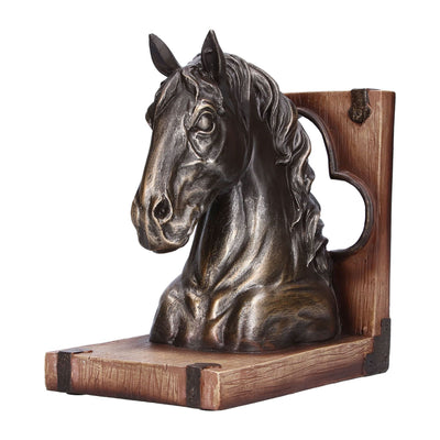 Multifunctional Horse Head Sculpture Resin Horse Bookends for Home Office Living RoomBS20900 Bronze Horse