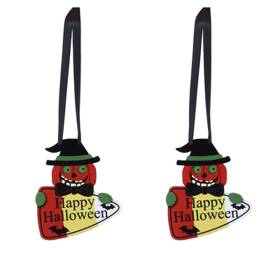 2PCS Halloween Wooden Pendants Hanging Wooden Plaque Board Sign Decor for Home Office School Decor
