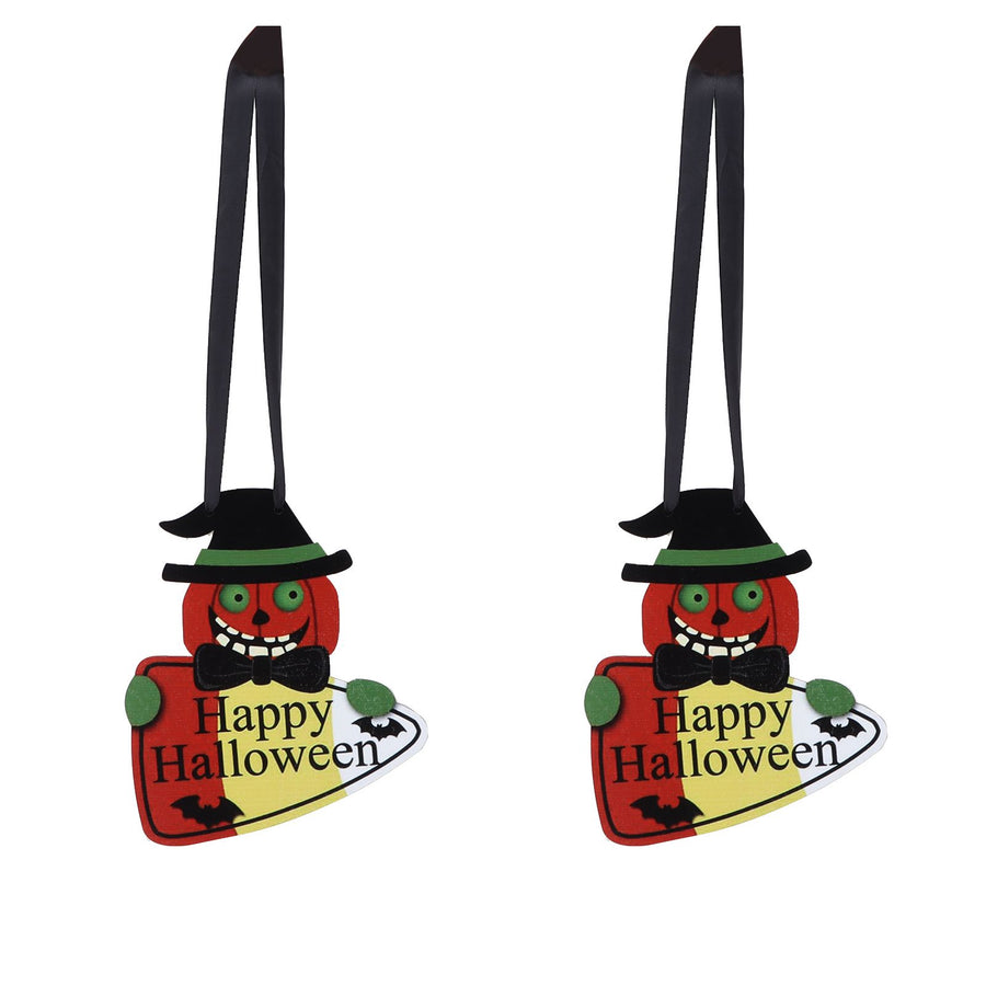 2PCS Halloween Wooden Pendants Hanging Wooden Plaque Board Sign Decor for Home Office School Decor