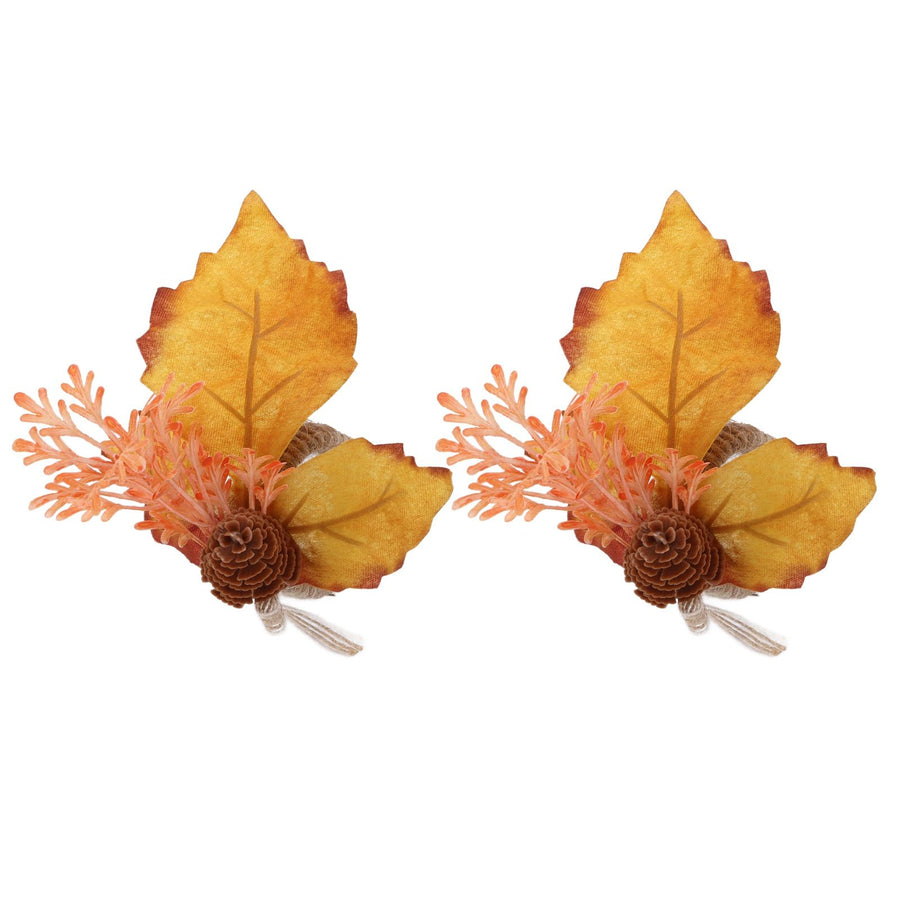 2Pcs Innovative Napkin Ring Decorative Simulation Flower Napkin Holder for Wedding BirthdayMaple Pine Cone
