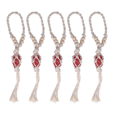 5pcs Necklace Cord Empty Stone Holder Rope Replacement Adjustable Quartz Crystal Pendant Cord for DIY Jewelry MakingRed