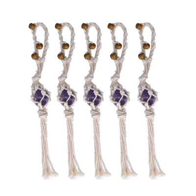 5pcs Necklace Cord Empty Stone Holder Rope Replacement Adjustable Quartz Crystal Pendant Cord for DIY Jewelry MakingPurple