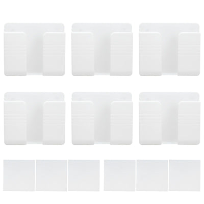 6Pcs Wall Mount Phone Holder Universal Adhesive Mobile Phone Charging Stand for Home Bedroom BathroomWhite