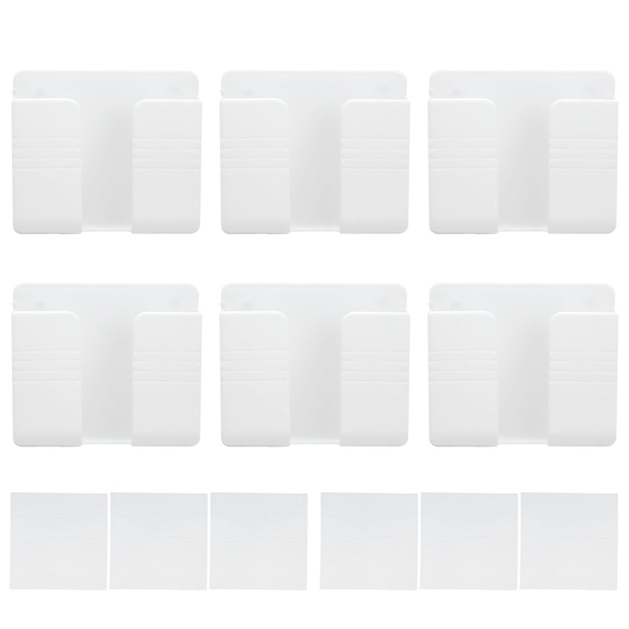 6Pcs Wall Mount Phone Holder Universal Adhesive Mobile Phone Charging Stand for Home Bedroom BathroomWhite