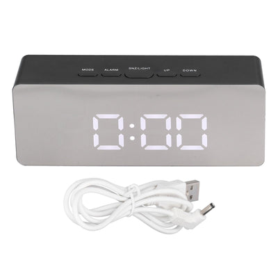 LED Mirror Alarm Clock Rectangular Digital Clock with Temperature Display for Bedroom Living Room Office Travel