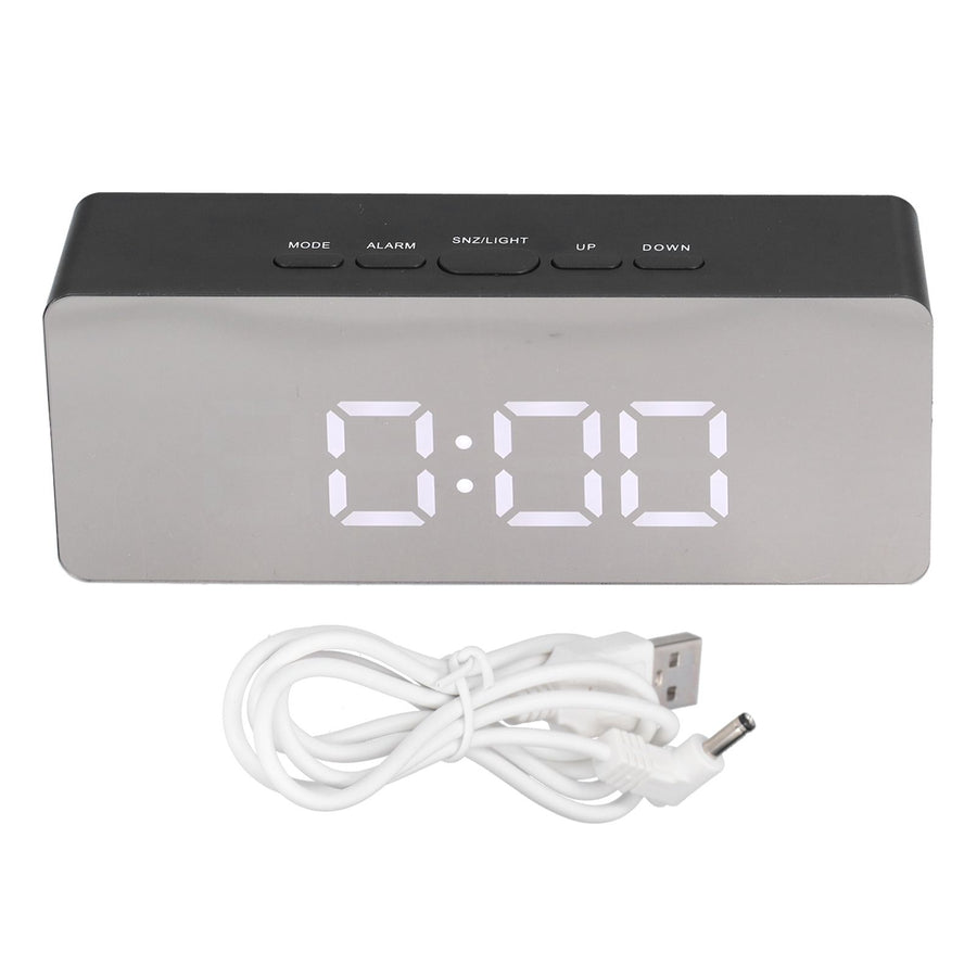 LED Mirror Alarm Clock Rectangular Digital Clock with Temperature Display for Bedroom Living Room Office Travel