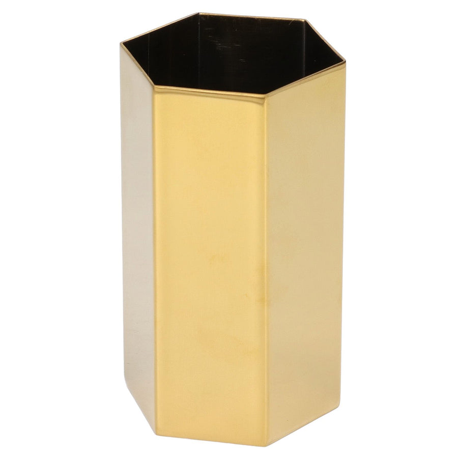 Pen Holder Hex Stainless Steel Gold Electroplating Durable Glossy Corrosion Resistant Wide Application Pencil Holder
