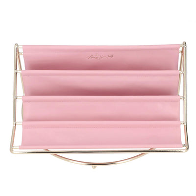 Desk Shelf Organizer Multi Layer Exquisite Premium Metal Leather Durable Stable Wide Application Desktop OrganizerPink