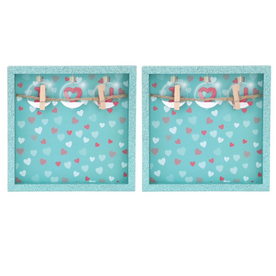 2 Pcs Picture Frames Innovative Wall Mount Photo Display Frames with Wood Clips for Home DecorationGreen Powder Photo Frame