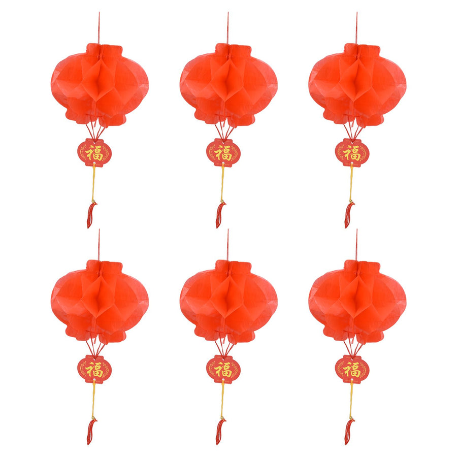 20Pcs Red Paper Chinese Decorative Lantern 15cm Diameter Hanging Ornaments for New Year Festival Wedding