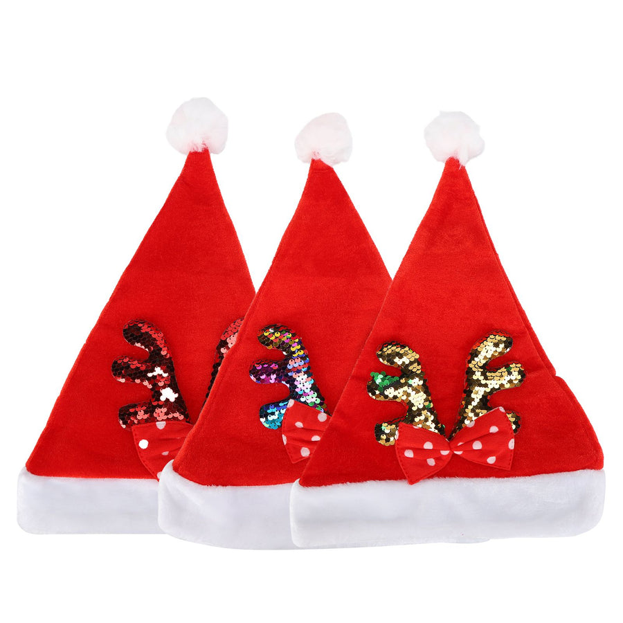 2022 New Year Hat Merry Christmas Holiday Hat Antler Bowknot Santa Hat Holiday Decor for Kid Adult