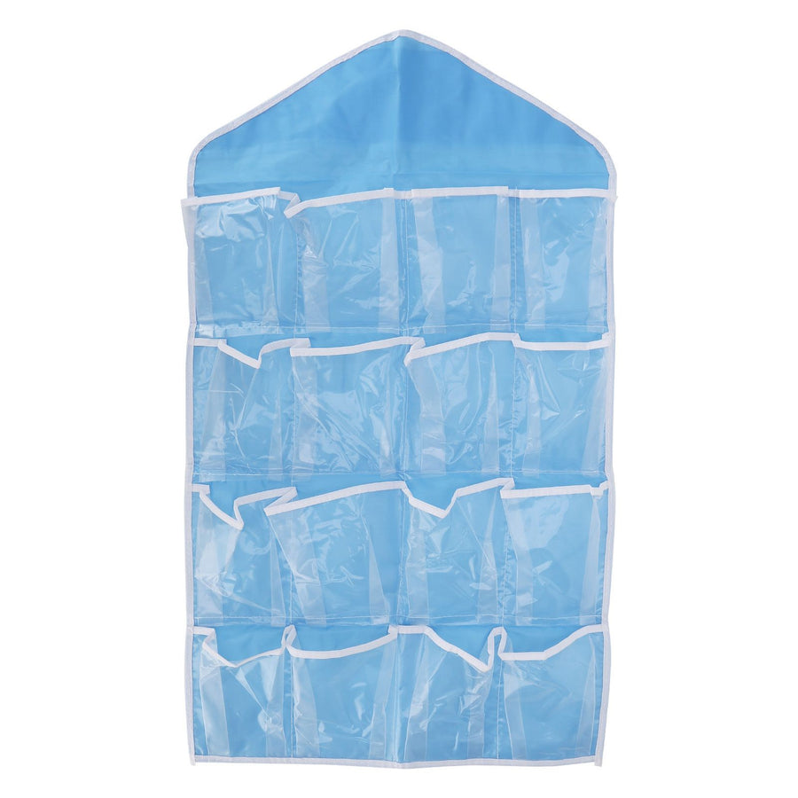 Wall Closet Hanging Organizers Over The Door Storage Bag Polyester Hanging Shelves Pocket for Bedroom Living RoomBlue