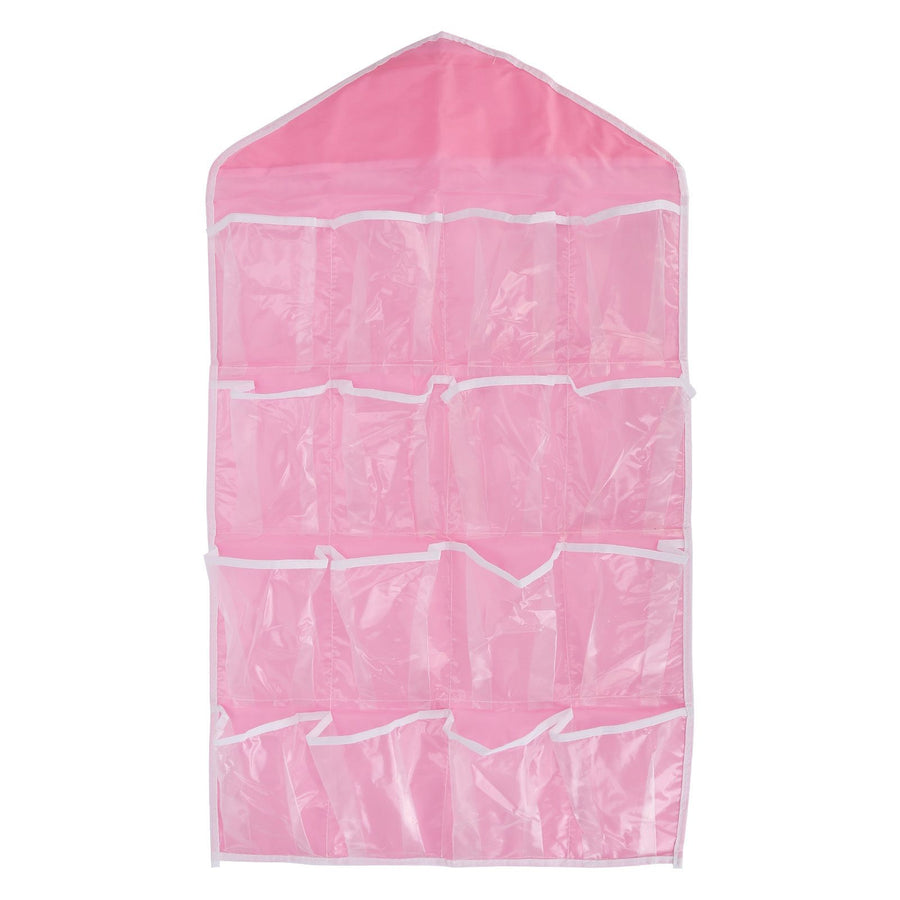Wall Closet Hanging Organizers Over The Door Storage Bag Polyester Hanging Shelves Pocket for Bedroom Living RoomPink