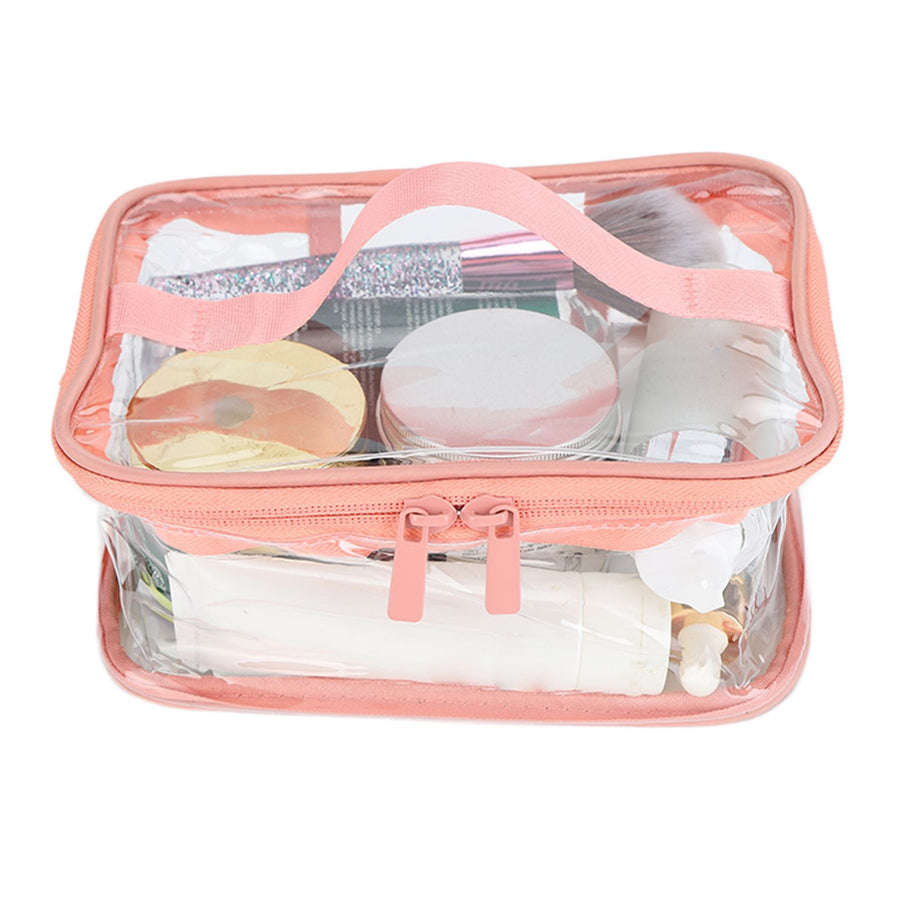 Clear Toiletry Bag Travel Cosmetic Makeup Bag PVC Storage Bag Portable Transparent Pouch for Traveling Vacation Bathroom