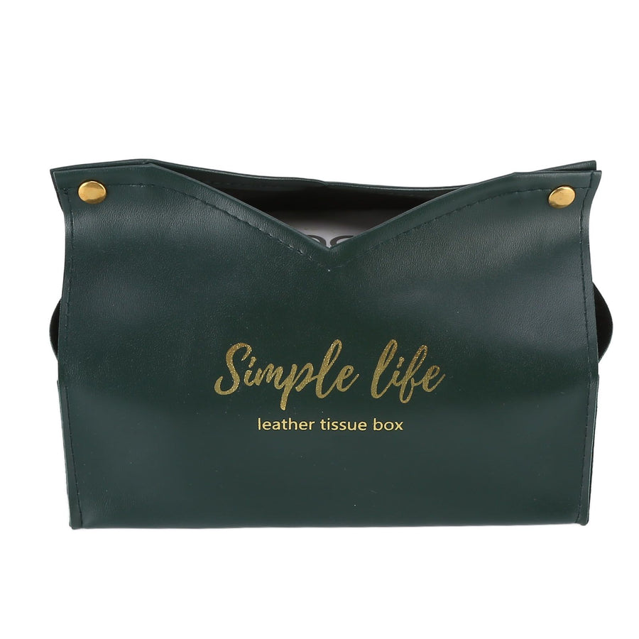 Tissue Bag Artificial Leather Vintage Kitchen Paper Towel Box Container for Office HomeGreen