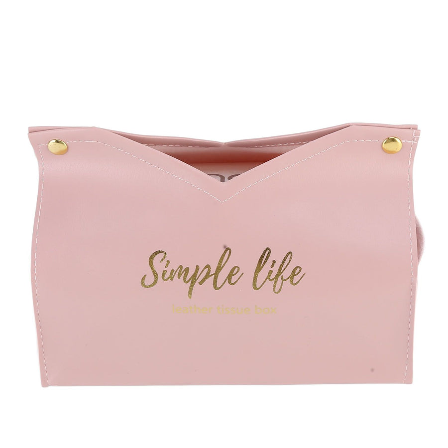 Tissue Bag Artificial Leather Vintage Kitchen Paper Towel Box Container for Office HomePink