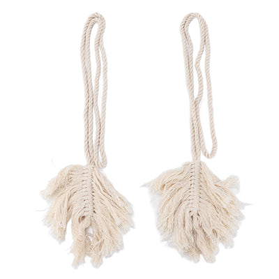 2Pcs Cotton Rope Curtain Tiebacks Leaf Shaped Tassel Curtain Clips Rope Straps for Curtain
