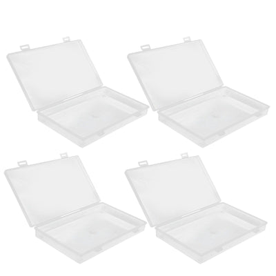 4Pcs Transparent Plastic Box with Hinged Cover Multipurpose Storage Container for Small Things
